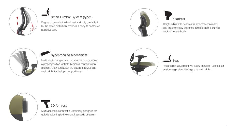 Ergonomic Chair Executive High Back - Trium with Adjustable Head