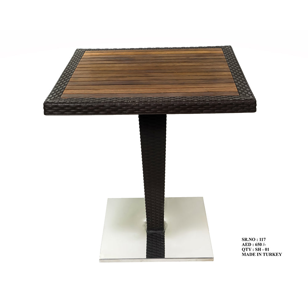 Table Plastic Antares 70x70 With Glass/Iroko - Tur