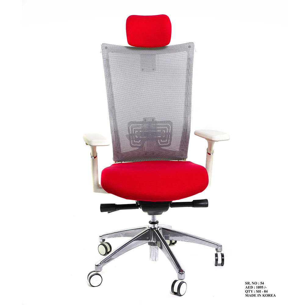 Chair Executive High Back - Siren Grey & Red Mesh