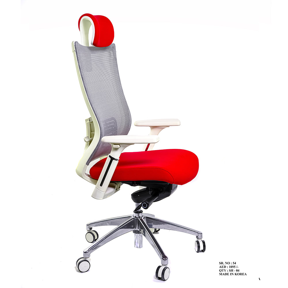 Chair Executive High Back - Siren Grey & Red Mesh