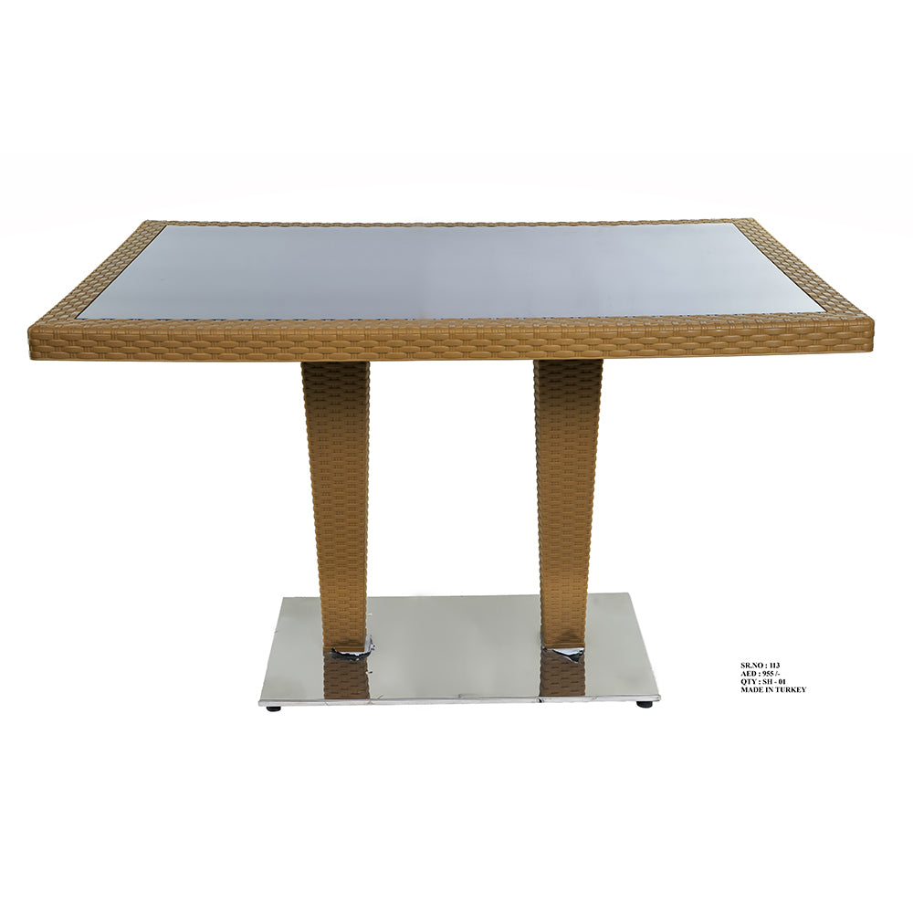 Table Plastic Antares 80x120 With Glass - Wood / Aluminium Base Tur