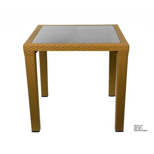 Table Plastic Antares 80x80 With Glass - Wood / Plastic Legs Tur