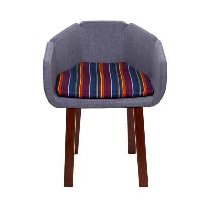 CHAIR WOODEN PETAL GREY & COLOURFUL SEAT SMPL-C