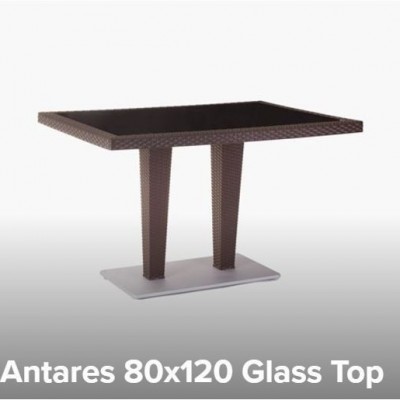 TABLE PLASTIC ANTARES 80X120 WITH GLASS - WOOD / ALUMINIUM BASE TUR