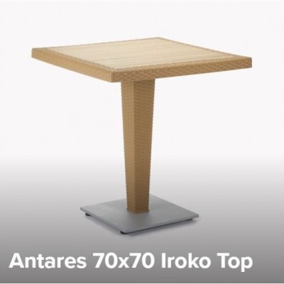 TABLE PLASTIC ANTARES 70x70 WITH IROKO - WENGE/CHROME BASE TUR